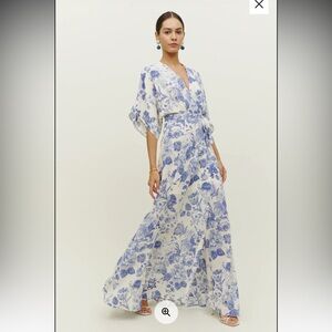 Reformation Winslow Blue and White Floral Maxi Dress